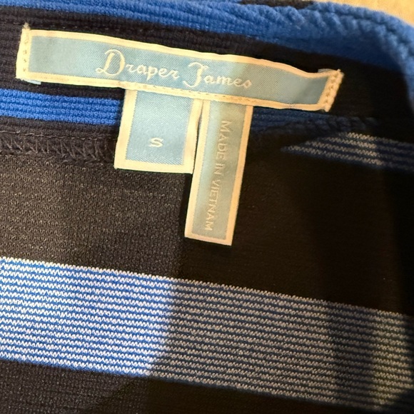 Women’s DRAPER JAMES black/blue stripe flutter sleeve dress. Size small - Picture 10 of 12